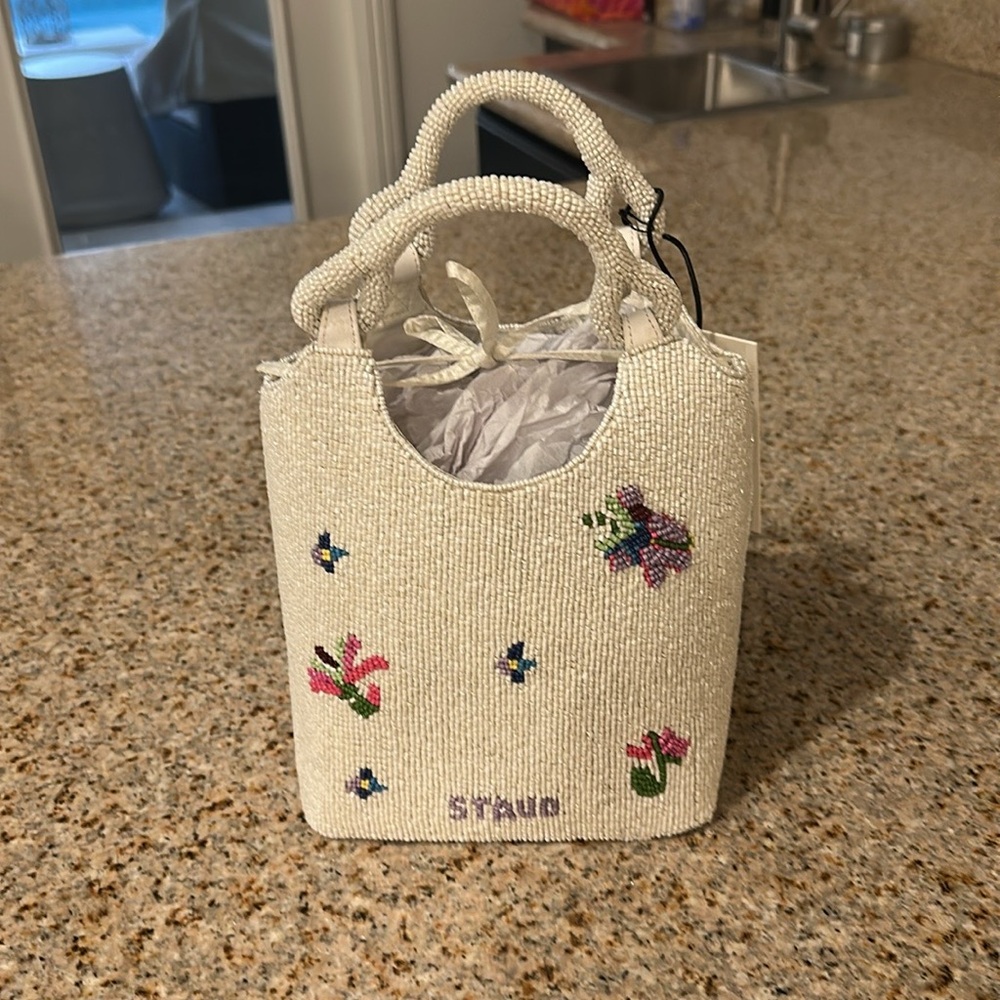 NWT Staud beaded Cote bag First Bloom Day